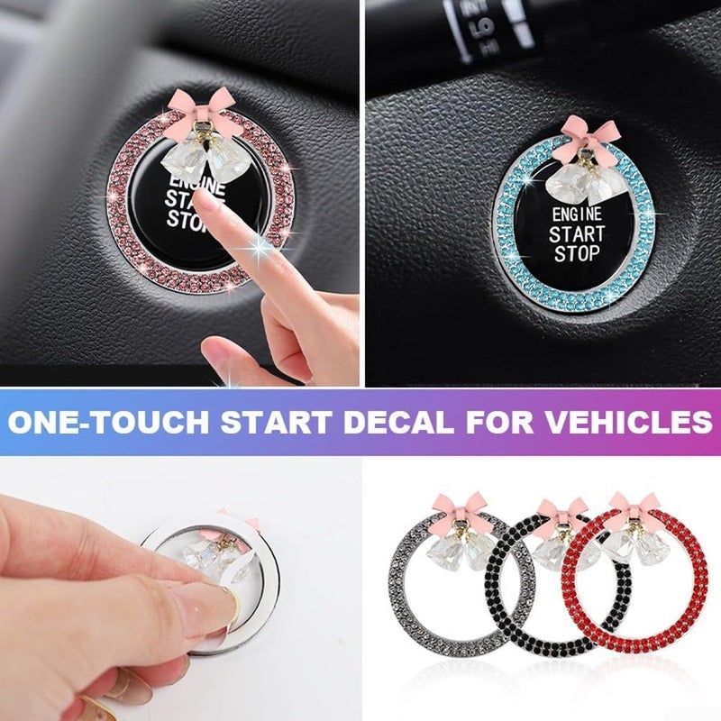 Red Car Ignition Switch Trim Decorative Engine Start Stop Button Ring Zinc Alloy Interior Accessory - Image 5